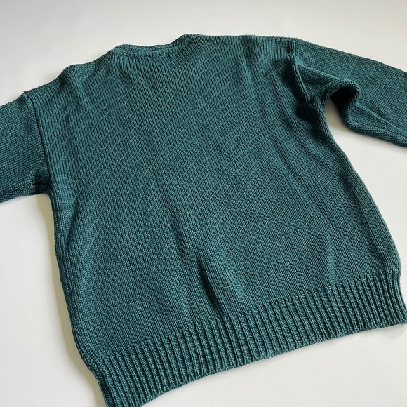 Vintage Men's Pure Wool Sweater Boston Trader’s Green Large Nordic Grandpacore - Picture 11 of 11